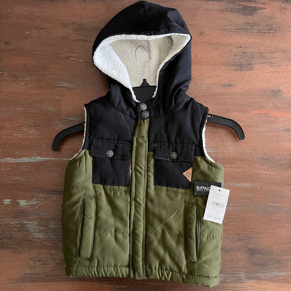 Buffalo David Bitton NWT Kids Puffer Sherpa Vest Size 4T